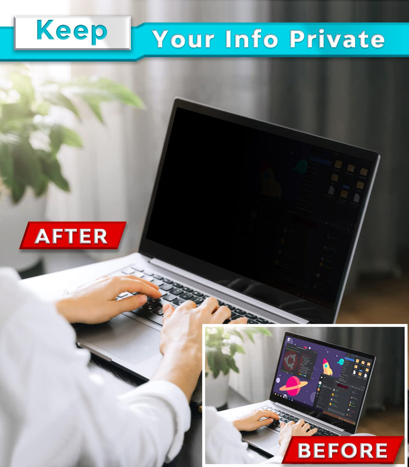 PYS 17" Laptop Privacy Screen Protector - Removable 17.3 Inch 16:9 Laptop Screen Privacy Shield, Anti Glare & Blue Light Screen Filters for Lenovo Hp Dell Acer Asus Thinkpad Envy Xps 17.3 Inch (Diagonal) - 16:9 Aspect Ratio