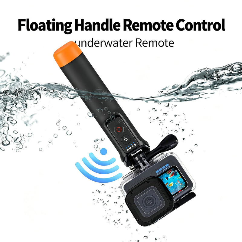Suptig Floating Selfie Stick with Remote Control, Floating Handle Grip, Remote Handle Stick Compatible for GoPro 13/12/11/10/9/8, DJI Action 6/5 Pro, for Insta 360X2/X3/X4/X5.