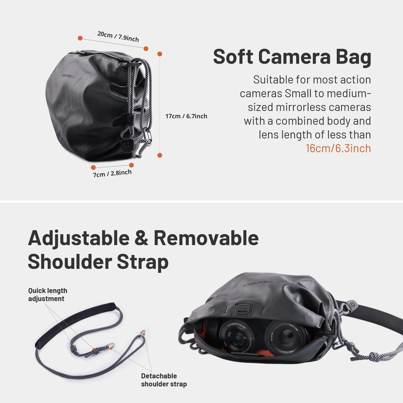 PGYTECH OneGo Cloud Camera Sling Bag Small Soft Camera Case Pouch Handbag | Camera Pouch Compatible with Mirrorless Cameras/Nikon/Canon/Sony/Fuji/Pocket 4/GoPro Action Cameras Pocket 4
