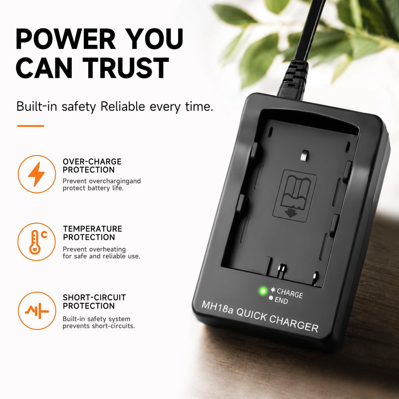 MH-18a Battery Charger for Nikon D90, D80, D700, D300, D300s, D200, D70, D70s, D50, D100 Digital SLR Cameras, EN-EL3 EN-EL3e EN-EL3a Quick Charging Base with US AC Power Cord, Replacement MH-18