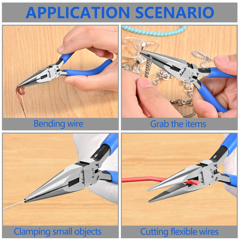 Needle Nose Pliers, mshandto Long Nose Pliers for Wire Bending, High Carbon Steel Needle Nose Plier, Serrated Jaw Pliers for Jewelry Making Electronics Repair Object Grasping Craft Making 5"-1Pack
