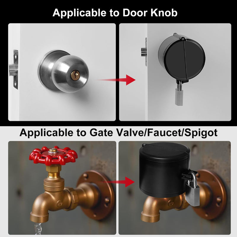 Door Knob Locking Cover with Padlock, Heavy Duty All Metal Version, Adjustable Design, Lockout Device to Disable Doorknob, Prevents Turning & Block Keyhole Access, Safety for Child/Elderly