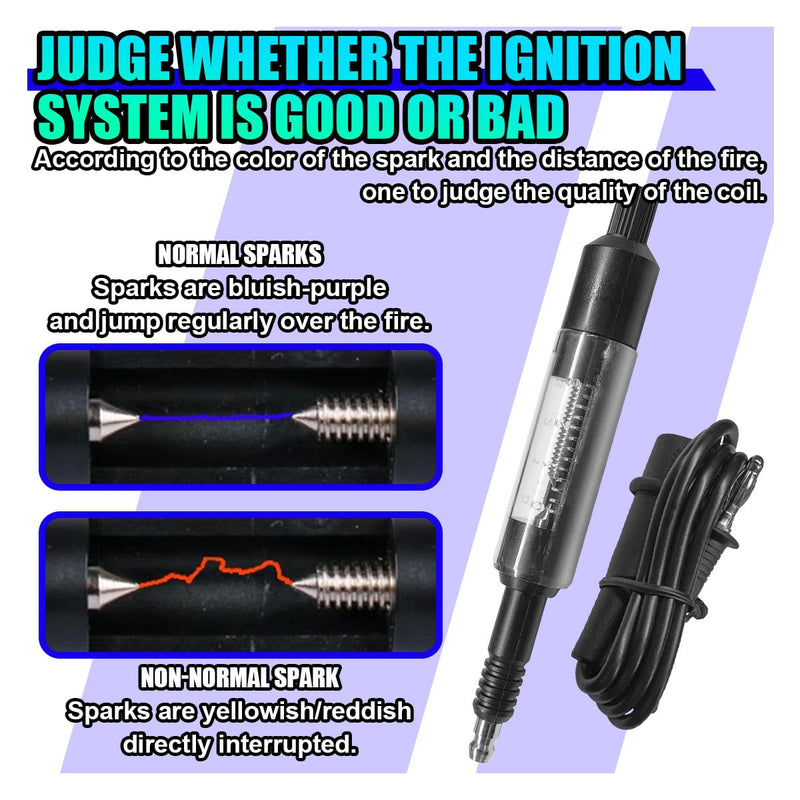 Car Spark Plug Tester, Adjustable Ignition Coil Tester Tool with Cable, Spark Plug Diagnostic Tool, Spark Detector Gauge, Automotive Ignition System Testers for Car, Motorcycle, SUV