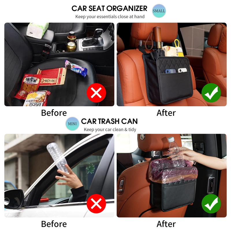 Car Seat Back Hanging Bag Car Document Holder Multi-Pocket Bottle Bag Storage Box Organizer Travel Tidy Pouch Pocket Kids Black A