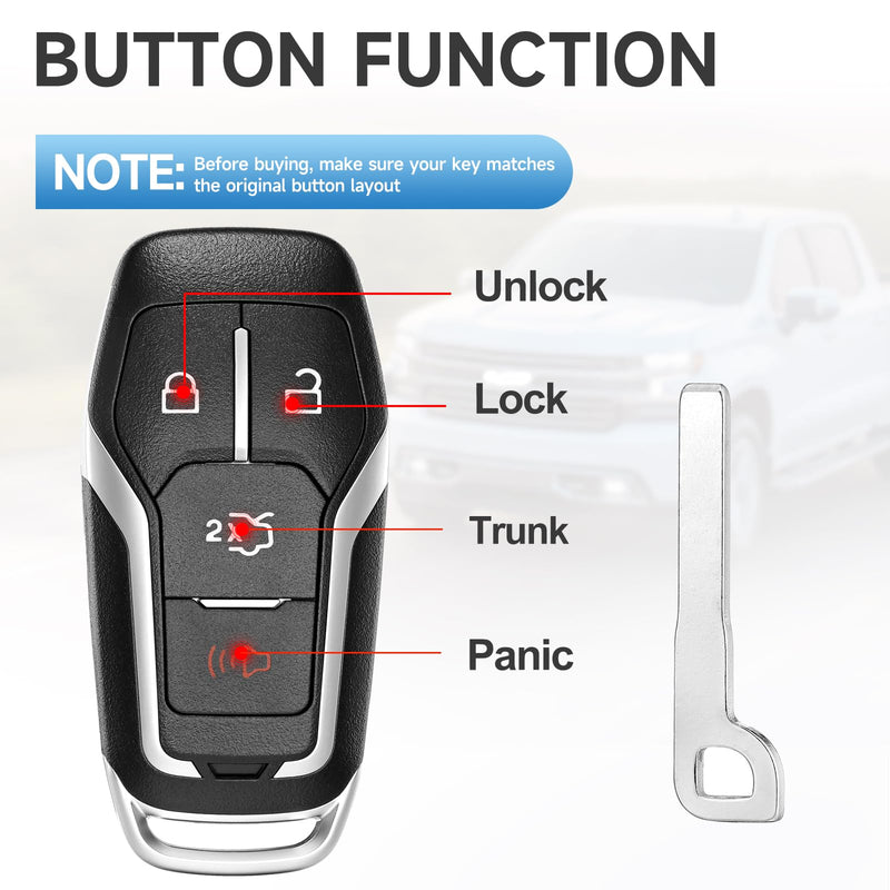 Smart Key Fob Replacement Remote fits for Ford Fusion 2015-2016 Edge Explorer 2016-2017 Mustang 2015-2017 Car Keyless Entry Remote M3N-A2C31243800 164-R8109 315Mhz 49