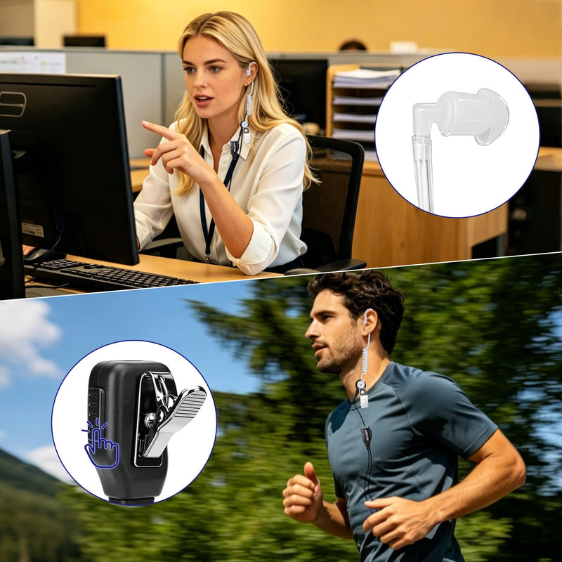 Earpiece for Walkie Talkie Radio Earpiece with Mic/PTT, Compatible for Motorola CP100D R2 CP200 CP185 CP200D CLS1410 RMU2080D CLS1110 RMU2040 BPR40 Acoustic Tube Surveillance Headset (2 Pin)