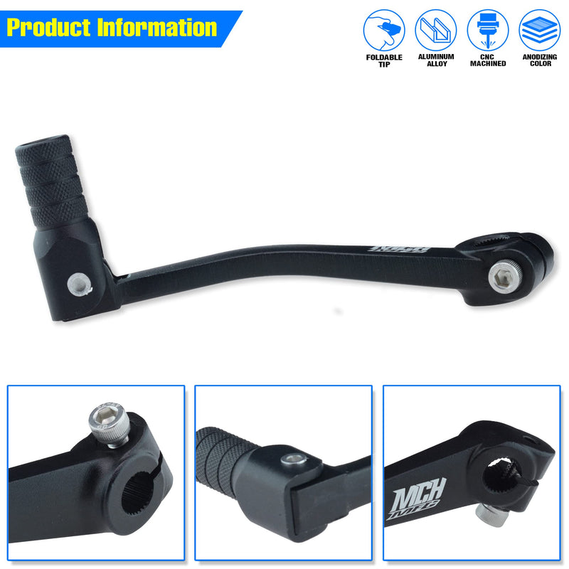 Folding Gear Shifter Shift Lever CNC Aluminum Gear Shifter Shift Lever for XR50 XR80 CRF50 CRF70 50cc-125cc Pit Dirt Bike Motorcycle (Black) Black