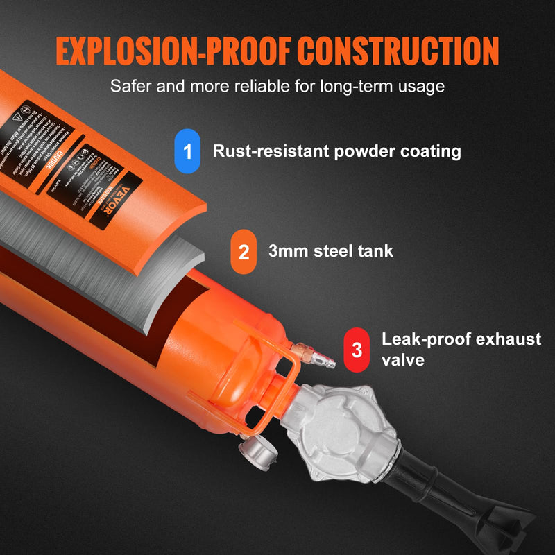 VEVOR Tire Seater, 2.1 Gal/8 L Air Tire Blaster, 120 PSI Handheld, Portable Tire Inflator Tool, 85-116 PSI Operating Pressure for Tractor Truck ATV Car and Automobile Repair 2.1 Gal/8L