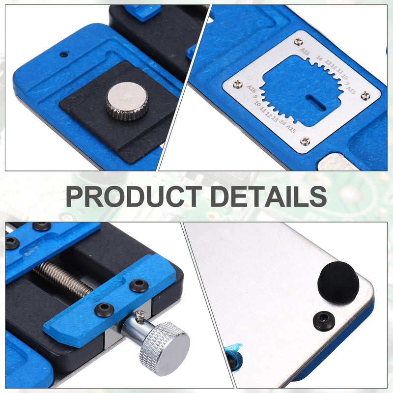 PATIKIL Adjustable PCB Fixing Holder,3.5"x7.4"x0.6" Multifunctional PCB Circuit Board Holder Dual Axis Chip Maintenance Fixture PCB Holder Clamp Tool for Phone Repair,1 Set Blue