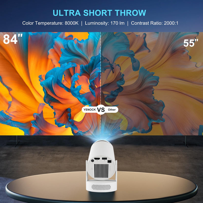【Built-in Apps】Mini Projector WiFi and Bluetooth ,Movie Projector Compatible with TV Stick Smartphone / HDMI / USB,Support 4K Portable HD Outdoor Indoor for Home Theater with Wall/Ceiling Projection