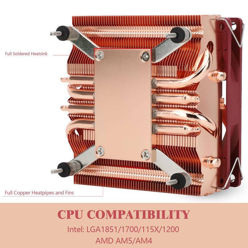 Thermalright-TR AXP90-X47 Full Low Profile CPU Cooler, with 92mm TL-9015R Slim PWM Fan ITX CPU Cooler, AGHP Technology, 47mm Height,for AMD AM4 AM5/Intel 1700/1150/1151/1200(AXP90 X47 Full)