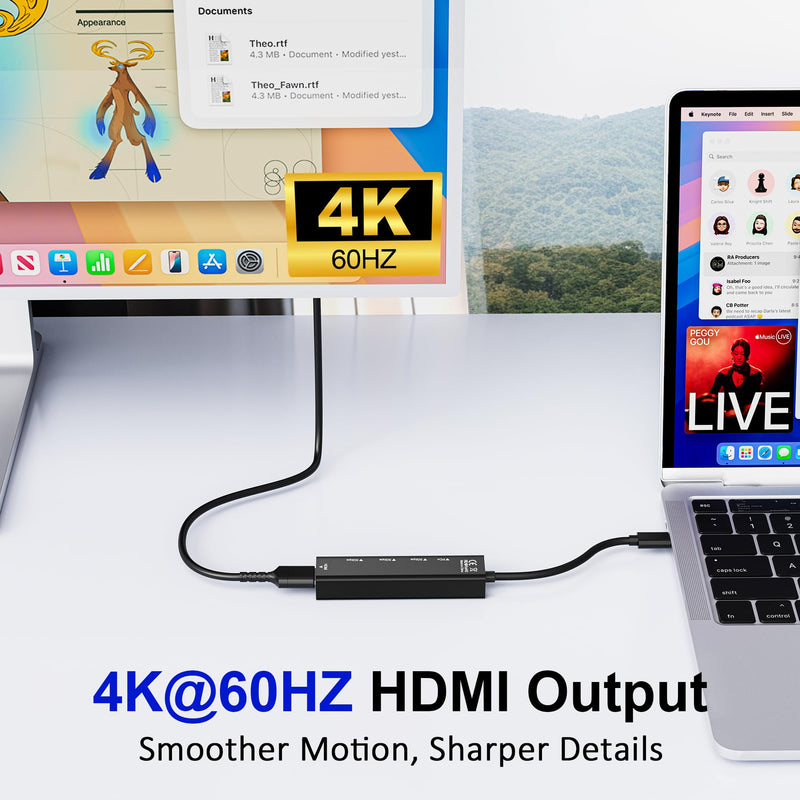 5 in 1 USBC to HDMI Adapter with 4K@60Hz, 100W PD Charging, 5Gbps USB C Hub | hdmi to usbc adapter for MacBook, iPad Pro, iPhone 17/16, Windows, 2 USB-A and 1 USB-C 3.0 Data Ports
