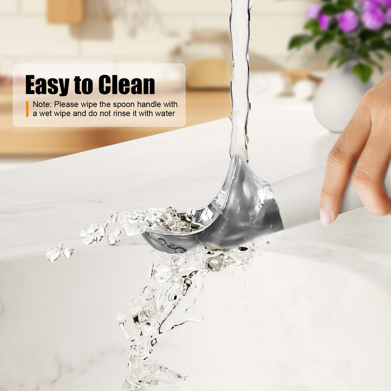 Heated Ice Cream Scoop – Electric Scooper for Hard Ice Cream and Desserts, Handheld Heating Up to 158°F, Rechargeable with LED Display, Easy to Clean, Ideal Summer Gift White