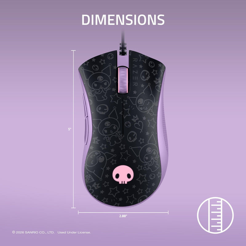 Razer DeathAdder Essential Ergonomic Wired Gaming Mouse, Kuromi Edition | 6400 DPI Optical Sensor, 5 Programmable Buttons, Mechanical Switches, Rubber Side Grips