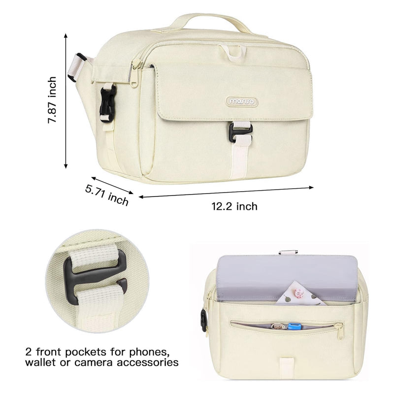 MOSISO Camera Shoulder Bag Camera Case Crossbody Sling Purse, Beige | DSLR/SLR/Mirrorless Compact Padded Photography Handbag with Rain Cover Compatible with Canon/Nikon/Sony Cameras and Lenses
