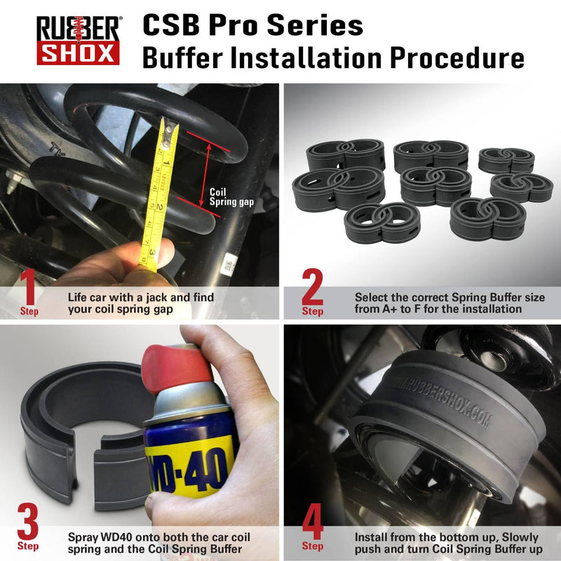 U.S. RubberShox DuraTPE Series Front-Rear Car Coil Spring Buffer Cushion/Automotive Suspension Shock Absorber Retainer Performance Booster Kit Universal Type A-F Vehicle Auto Parts (CSB Pro, D) CSB Pro