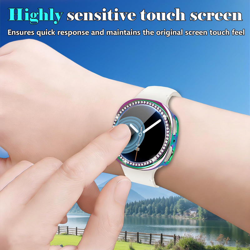 Liuyuxi Case & Screen Protector for Samsung Galaxy Watch 8 (40mm), 3-Pack Clear+Black+Rainbow 40mm