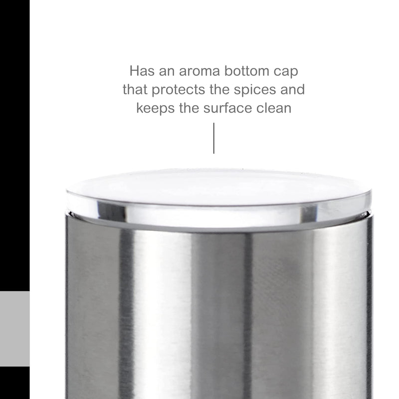 AdHoc Duomill Pure Salt and Pepper Combo Mill - Stainless Steel Salt & Pepper Mill - Handy Salt & Pepper Grinder - Stainless Steel