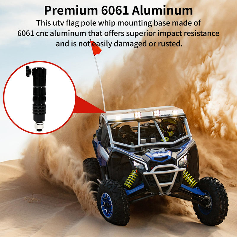 Quick Release Flag Pole Holder - Flag Mount Base for 1/4" & 5/16" Poles - Whip Flags Holder Compatible with UTV ATV Off Road 4 Wheeler Dune Buggy Side By Side SXS Can-Am Maverick Polaris Razor (Black) Black