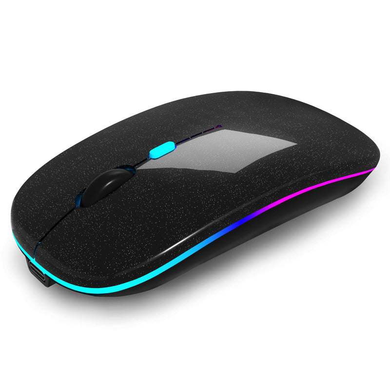 Wireless Bluetooth Mouse,LED Rechargeable Laptop Mouse.Portable Computer Mice use(BT5.2 and USB 2.4G) Dual Mode Connection,Silent,Slim,for Apple Laptop/ipad Tablet/Mac/PC. (Pearl Black) Pearl Black