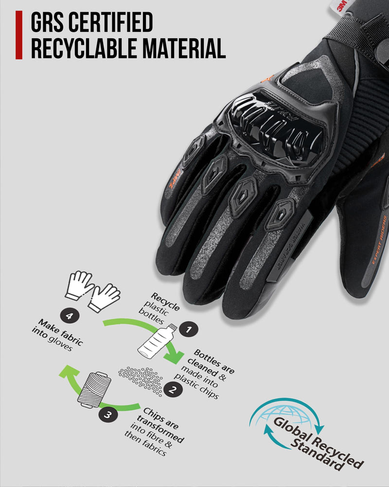 IRON JIA'S Motorcycle Gloves Winter Cold Weather Warm Touchscreen Waterproof Windproof Protective Gear (Black, L) Black Large