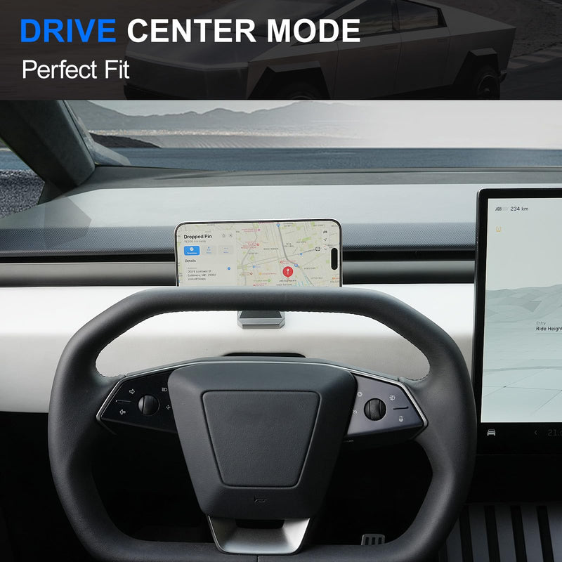 ELECFRESH Magnetic Phone Mount for 2024-2026 Tesla Cybertruck Accessories | 360° Rotatable Phone Holder, Adhesive-Free Clip-On Design Protects Interior, Fit for All Phones