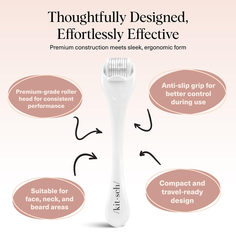 Kitsch Derma Roller – Skin Care Tool & Face Roller for Boosting Absorption of Serums & Oils - Beard Derma Roller for Men - Easy-to-Use Beauty Roller for Skin, Beard & Hair Growth | Skin Care Tool & Face Roller for Boosting Absorption of Serums & Oils, ...