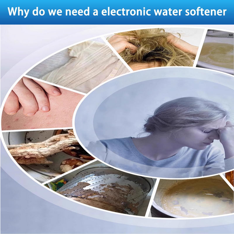 Whole House Electronic Water Descaler, Salt Free Hard Water Conditioner, Reduces Limescale and Rust Buildup, Easy Installation, Chemical Free Solution for Whole House