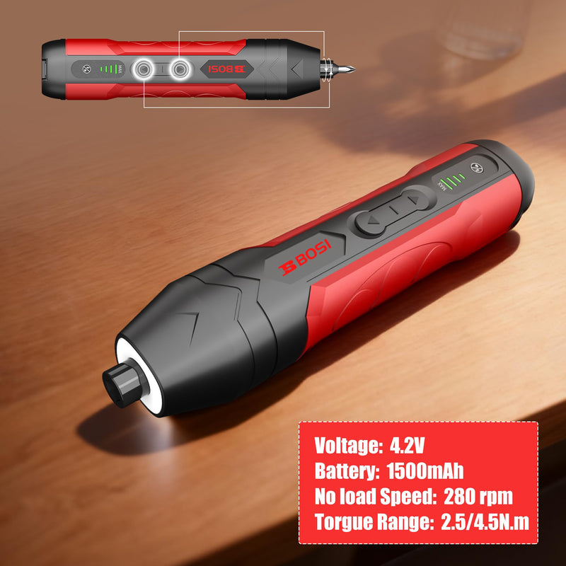 B Bosi Tool 4.2V Electric Screwdriver, Repair Tool for Electronics Phone, Electric Screwdriver Cordless Includes Bit Set, USB Charging Cable, Bit Connector