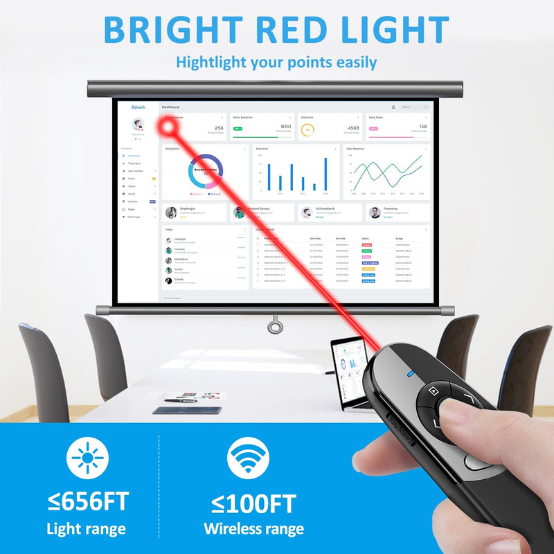 2 in 1 Type C USB Presentation Clicker Red Light, Wireless Presenter Remote PPT Clicker for Computer Presentations, Slide Advancer for Mac Laptop S-X232 Red-2in1 USB C