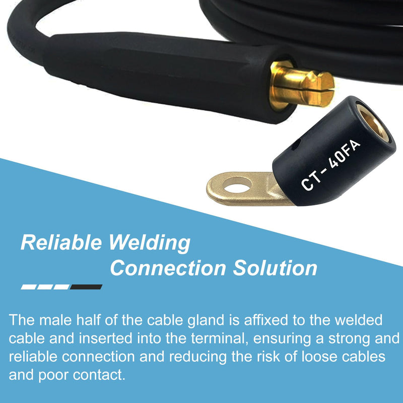 2PCS CT-40FA Welding Terminals & 2PCS LC-40 Welding Cable Connectors, Welder Leads Quick Connector and Terminal for Welding Machine Accessories, 1/0 and 2/0(50-70mm²) Cable Size Capacity