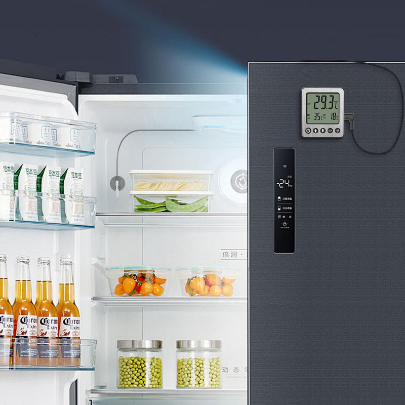 Refrigerator Thermometer Freezer Alarm Digital Freezer Thermometer Fridge Thermometer with Extra Sensor high and Low Temperature Alarm (2, White, Small,10) 2