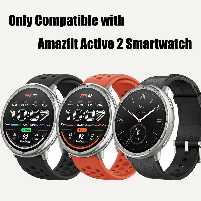 [4-Pack Screen Protector Case for Amazfit Active 2 Smartwatch, Hard PC Bumper & Tempered Glass Film Replacement Cover Accessories Black\ Navy Blue\ Green\ Clear