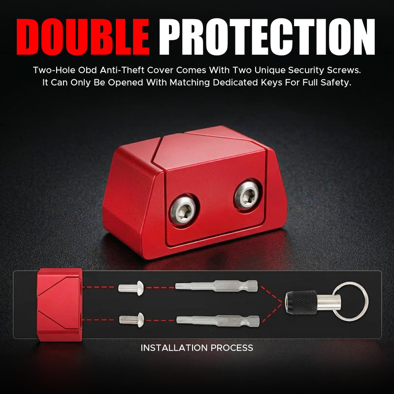 OBD II Port Lock Aluminum Alloy Anti-Theft OBD Port Locking Tool Security Lock with Key for Standard OBD-II Vehicles
