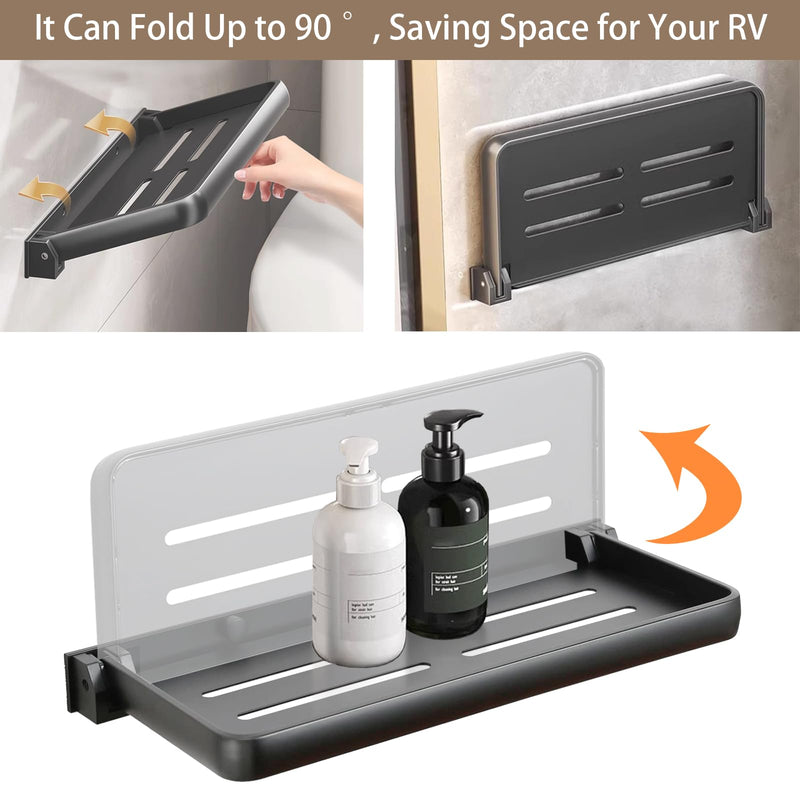 RV Aluminum Foldabling Shelf-Hidden,Small Folding Wall Shelves for Bathroom,VR,Campers,Kitchen.90°Folding Shelves for Room Wall,Waterproof and Space-Saving Foldable Shelf for Bathroom