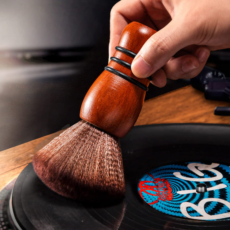 Facmogu Vinyl Record Cleaning Brush, Anti-Static Soft LP Record Cleaner | Ultra-Fine Fiber Bristles | For Vinyl LP CD Album Care, Retro Design | Wooden Handle | Turntable Record Player Accessories 1 Pack