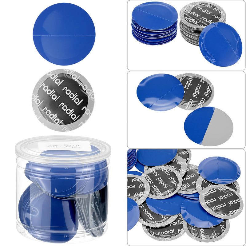 QWORK Tire Repair Patch Kit - 80 Pieces, 58mm Diameter, High Adhesion Rubber Patches for All Tire Types, Quick No-Heat Repair