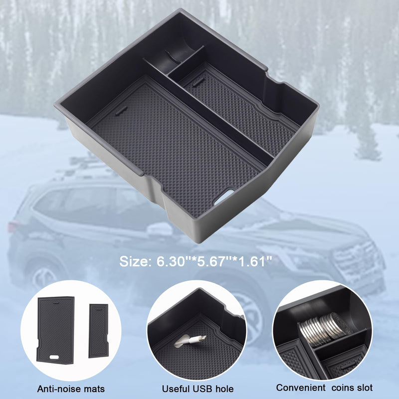 JKCOVER Upgraded Design Center Console Organizer Tray Compatible with Subaru Forester 2024 2023 2022 2021 2020 2019 Interior Armrest Insert Storage Box Easy Removal Accessories Black