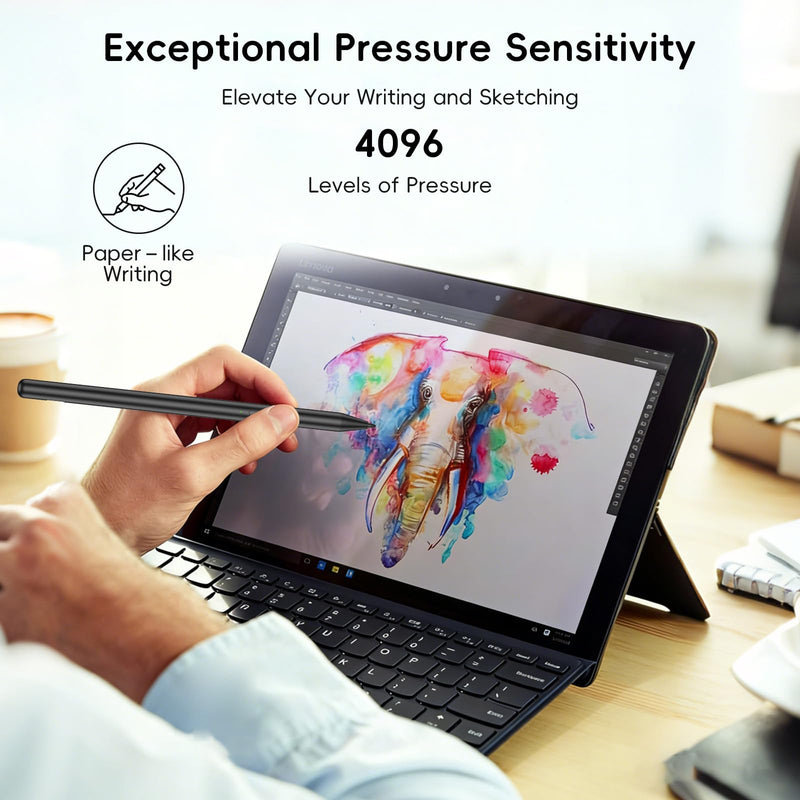 Rechargeable MPP 2.0 Tilt Pen for HP/Surface/Kobo, 4096 Pressure & Magnetic | Two Side Button, Palm Rejection Stylus for Surface Pro 11-3, Laptop/Book/Go/Studio for Students Artists Drawing Note-Taking Black