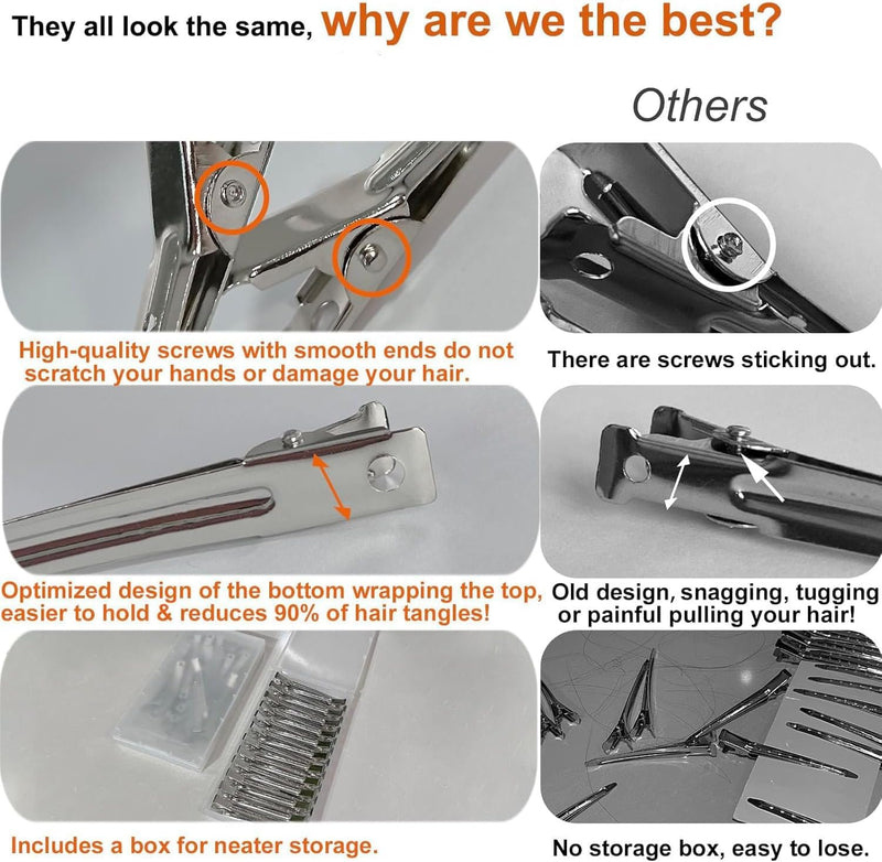 40 Pcs Hair Clips for Styling, 9cm Duck Bill Clips, Pin Curl Metal Sectioning Rollers, Long Roller Styling Alligator Hairdressing, Silver