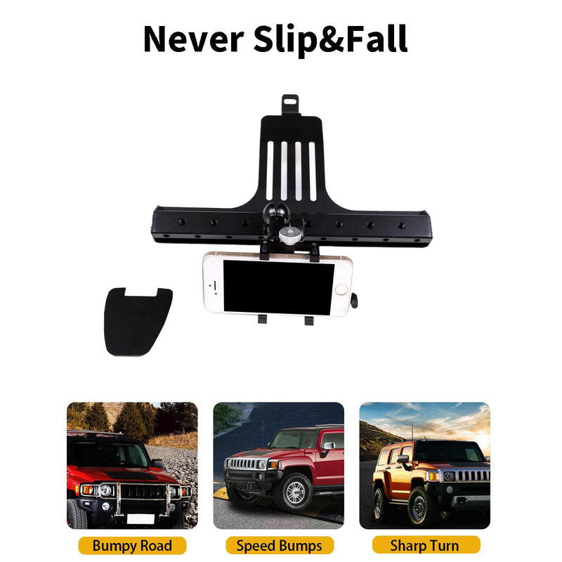 PIUGILH Car Instrument Panel Track Mobile Phone Holder Trim for Hummer H3 2005-2009 Central Control Air Vent Multifunctional Mobile Phone Holder,Black,1PCS