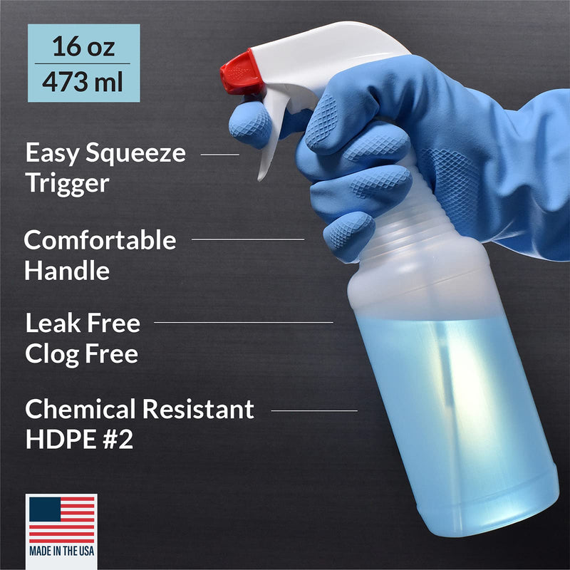 Pinnacle Mercantile Plastic Spray Bottles Leak Proof Technology Empty 16 oz Value Pack of 12 Made In USA 16 Oz, 12 Pack