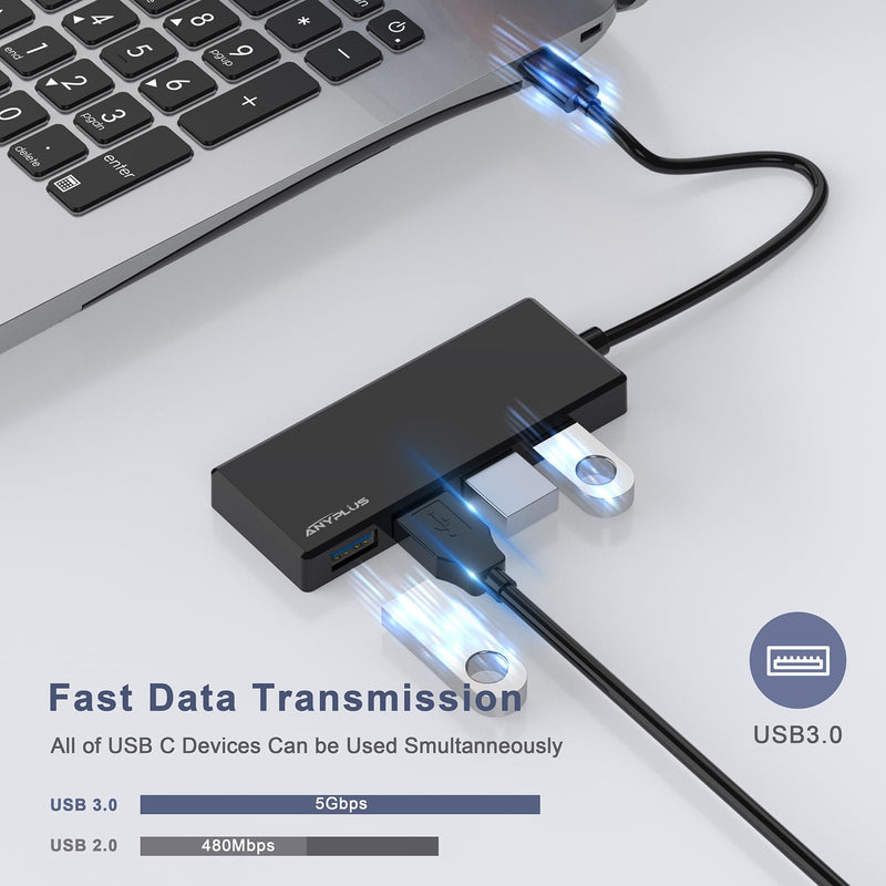 USB C Hub, 4 Ports USB 3.0 Hub Splitter with 5Gbps Data Transfer, USB C Splitter for Type C MacBook, Mac Pro, iMac, Surface, XPS, Flash Drive, Mobile HDD