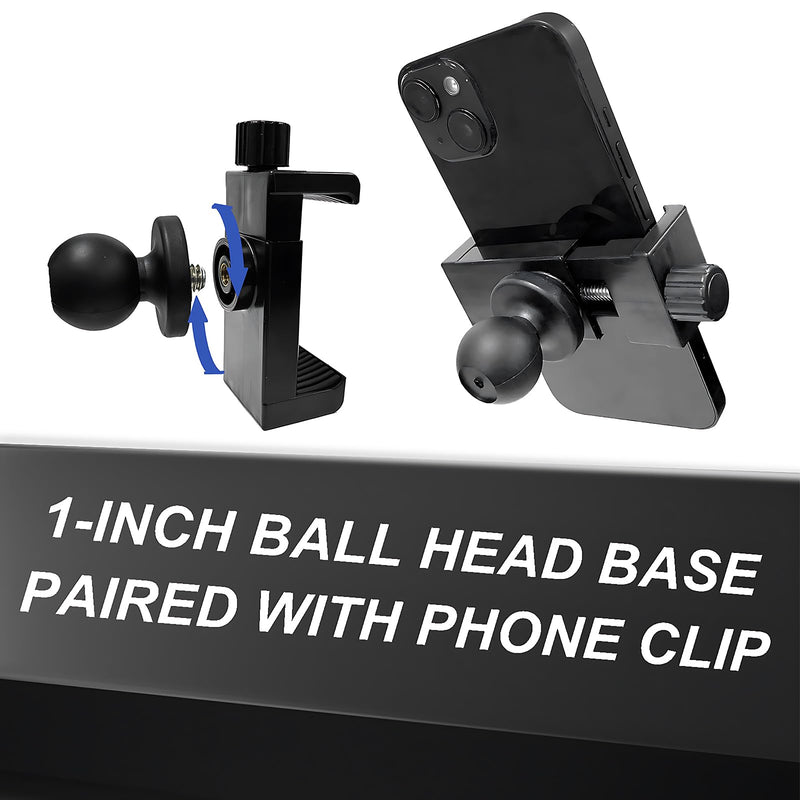 Flex Adhesive Ball Base Compatible with RAM Mounts B Size Double Socket Arm, 1" Ball Head Adapter with 3.75" Double Socket Arm and Phone Holder, Suction Cup Base for Mounting on Car Dashboards