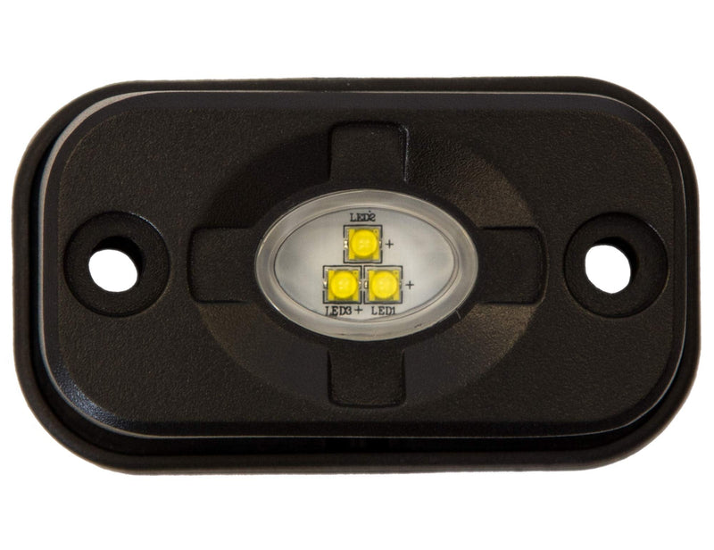 Buyers Products 1492139 Rectangular 3 Inch Wide LED Flood Light, Flat, Tubular, and Angle Rubber Mounting Bases, for Trucks, Trailers and ATVs, Light Bar, Clear