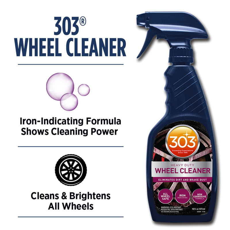 303 Products Heavy Duty Wheel Cleaner - Rim Cleaner for Car - Brake Dust Remover - All Wheel Safe - Iron Indicating Formula - Non Corrosive Formula, 15.5 fl. oz. (30597CSR) Packaging May Vary