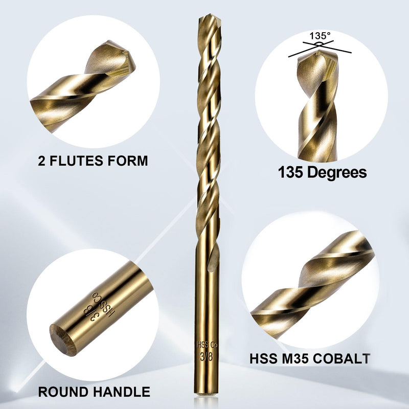 Cobalt Drill Bits Set for Hardened Metal and Stainless Steel, 99Pcs M35 High Speed Steel Twist Jobber Drill Bits 1/16"-3/8", with Plastic Index Storage Case 1/16-3/8 in (99 pcs)