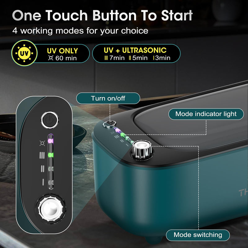 Ultrasonic Jewelry Cleaner, Smart Variable Frequency 47KHz - 50KHz | Professional Quiet Sonic Cleaning Machine with UV for Rings, Glasses, Watches, Dentures, Retainer, Earrings, Necklaces