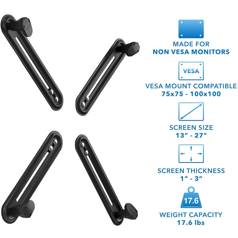 Mount-It! VESA Mount Adapter Mounting Kit for Non-VESA HP ACER Samsung DELL Asus Monitors 13 to 27 Inch LCD LED Screens, VESA 75 and 100 Compatible