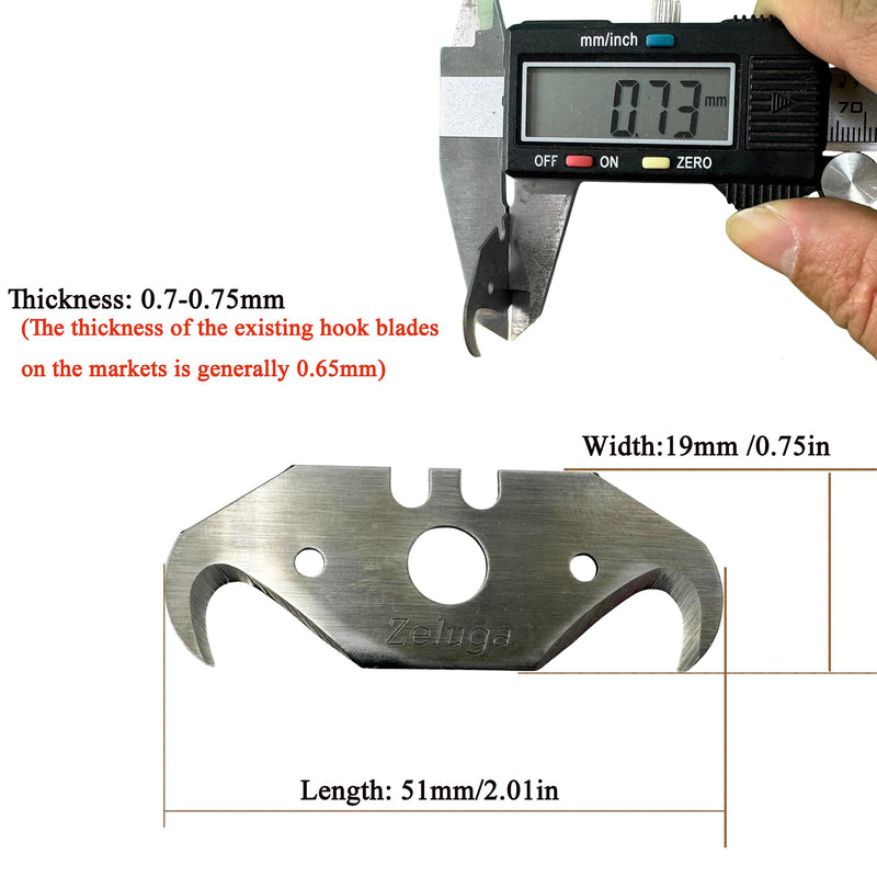 Zeluga 19-487 100 Pc. SK2 Steel Utility Hook Blade with Round Hole, Utility Knife Blades